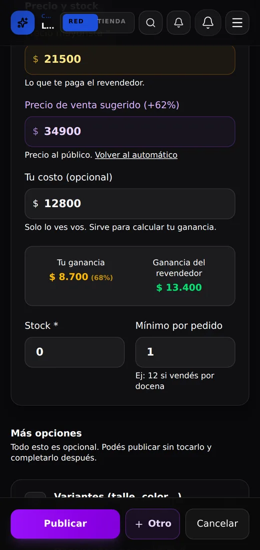 Subí tus productos