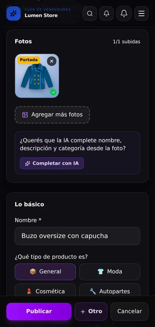 Subí lo que vendés